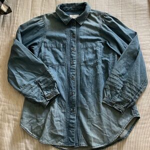 American Eagle Outfitters jean Blouse Classic Collar